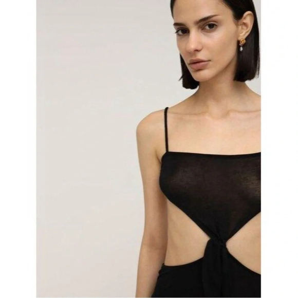 WEWOREWHAT SWIM M Knit Knot Midi Slinky Sexy Cut Out Coquette Sheer Revealing - Picture 3 of 16